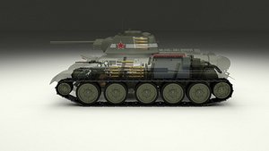soviet t-34 interior engine 3d obj
