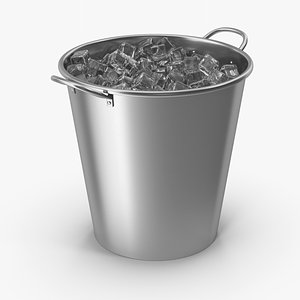 Metal Bucket With Ice 3D model