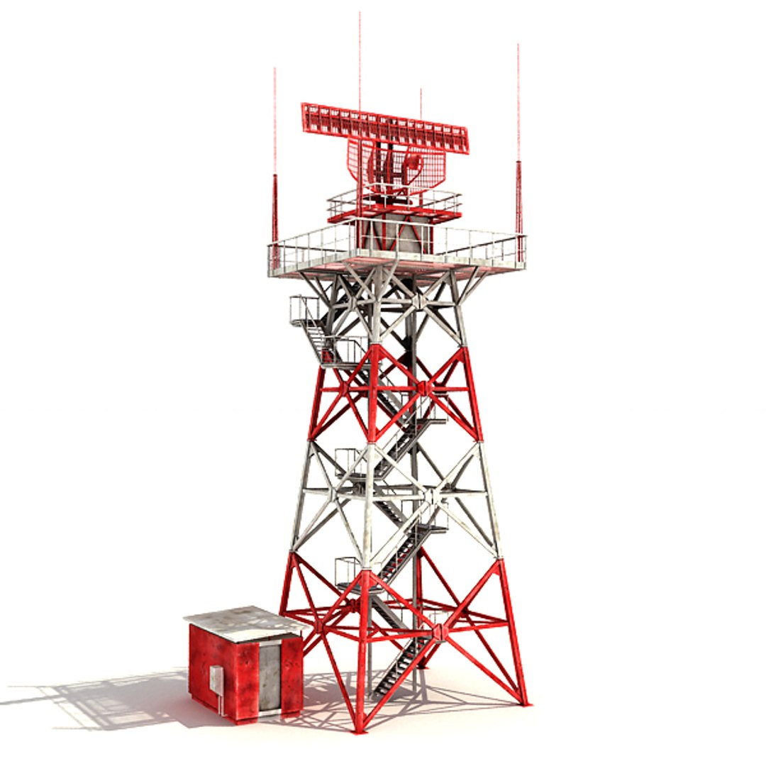 Low-poly Radar Tower 3d Model