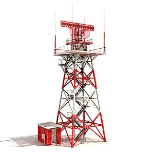 low-poly radar tower 3d model