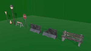 3D STREET ASSETS 1 - LOW POLY - PS1 RETRO STYLE model