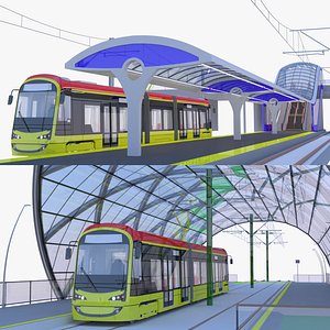 Warsaw tram stops 3D model