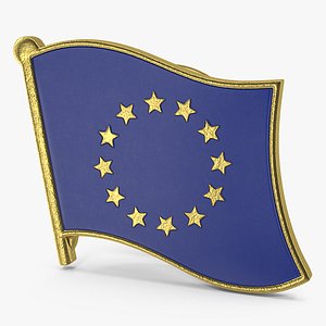 3D european union flag lapel model