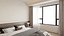 Dormitorio contemporáneo de lujo con luz natural suave