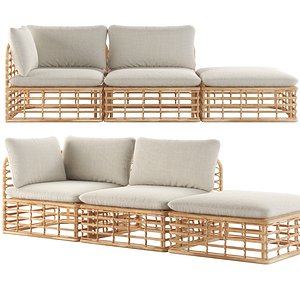 ELISA 3 seater garden sofa By SNOC 3D model
