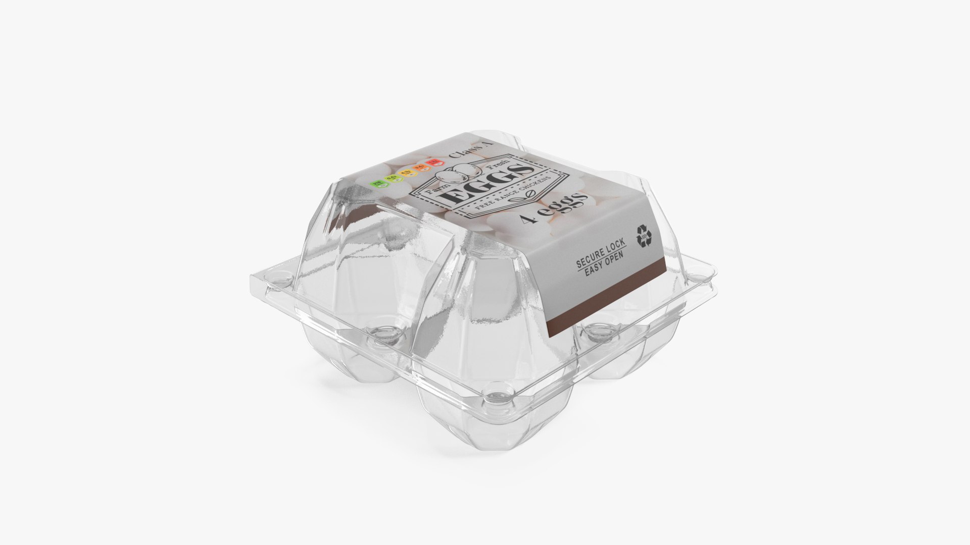 Empty Box for Four Chicken Eggs 3D model preview