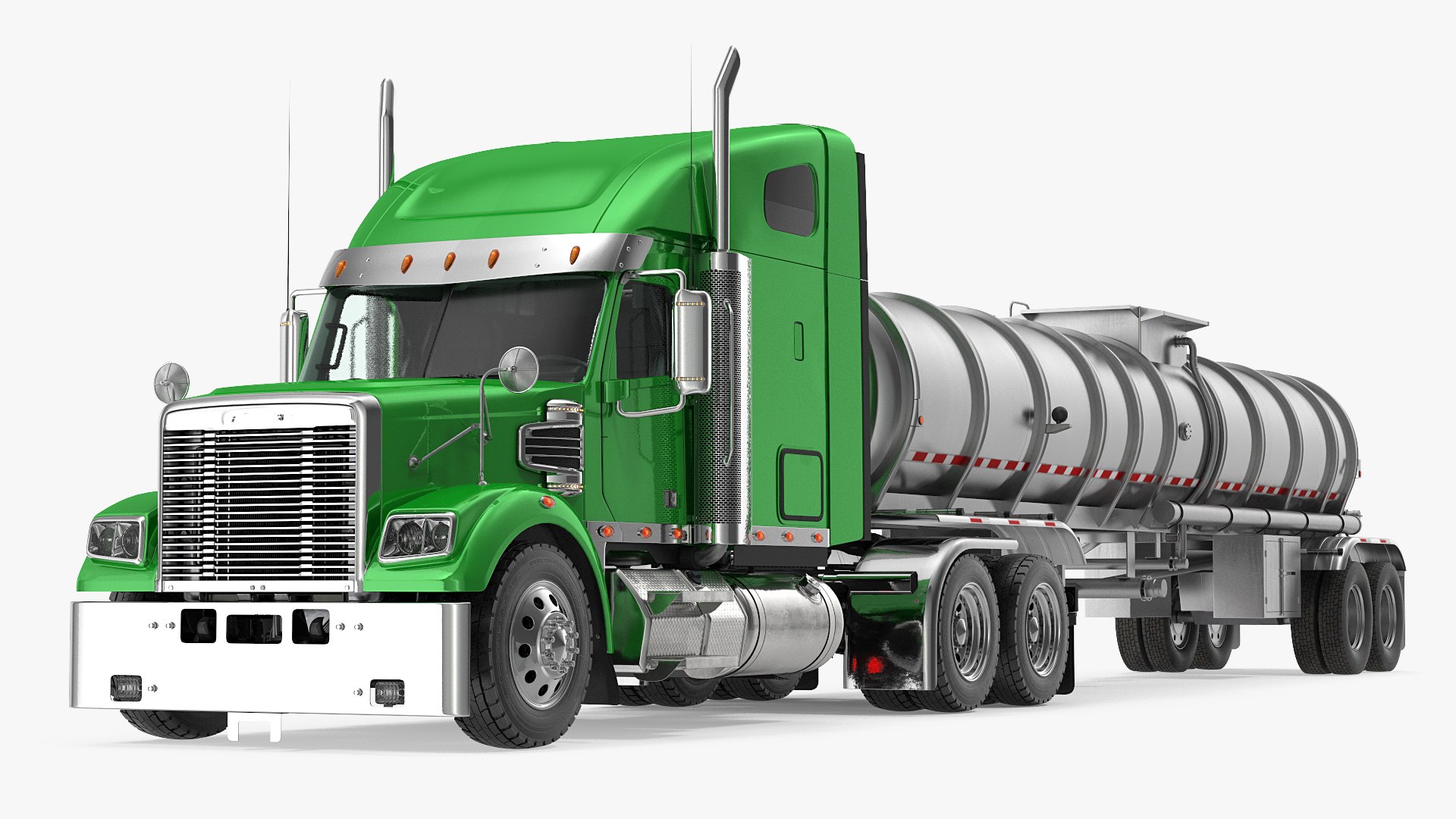 Heavy Duty Long Hood Truck with Tank Trailer 3D model preview
