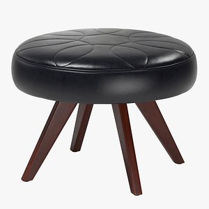 Teak and Vinyl Footstool