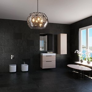 3D black bathroom design