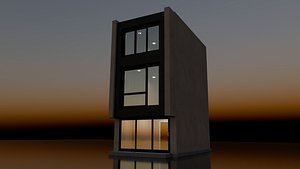 3D Japanese modern minimalist house three floors urban architecture realistic 3D game ready VR ready