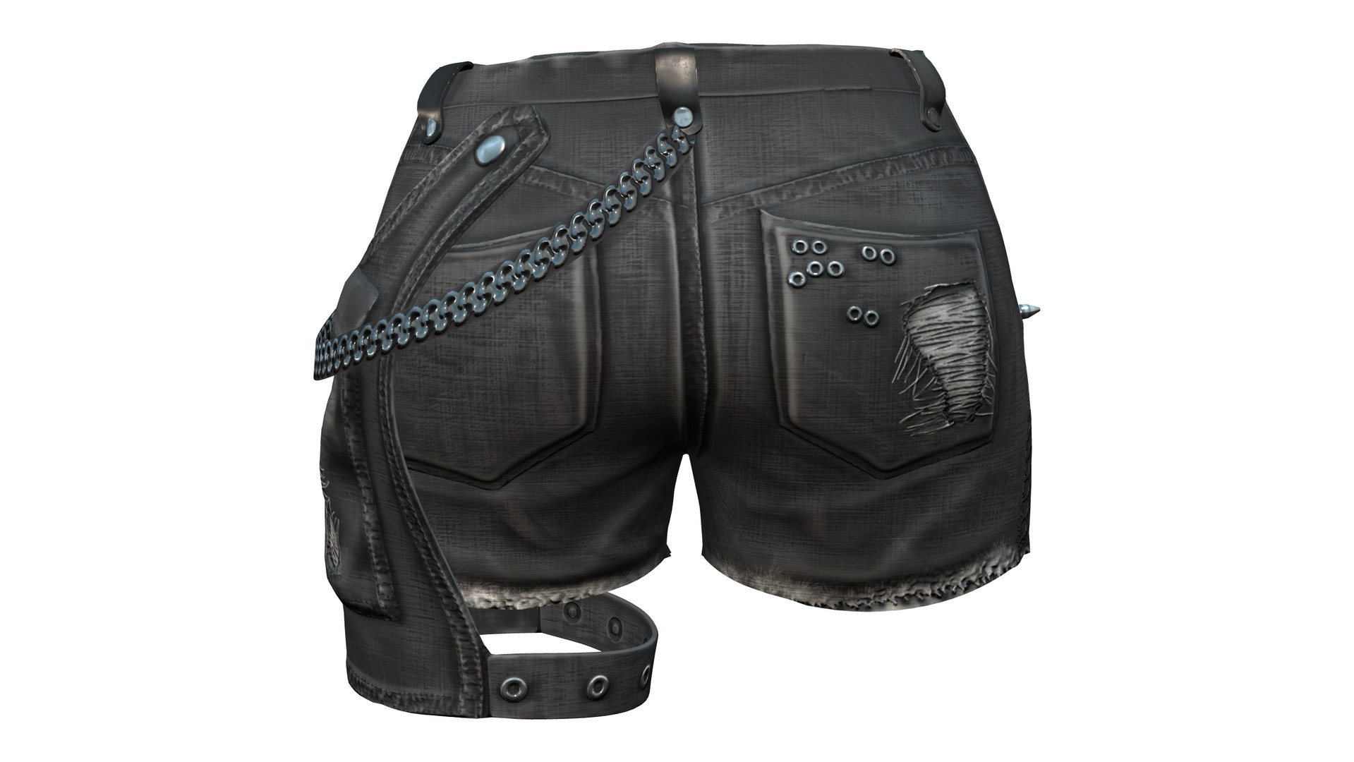 3D Chains and Rivets Decorated Black Torn Shorts https://p.turbosquid.com/ts-thumb/xQ/J6Hvb4/5k/preview4/png/1661526393/1920x1080/fit_q87/74a9b423bf58f2e1b5b24195446a14c1aaef8b31/preview4.jpg