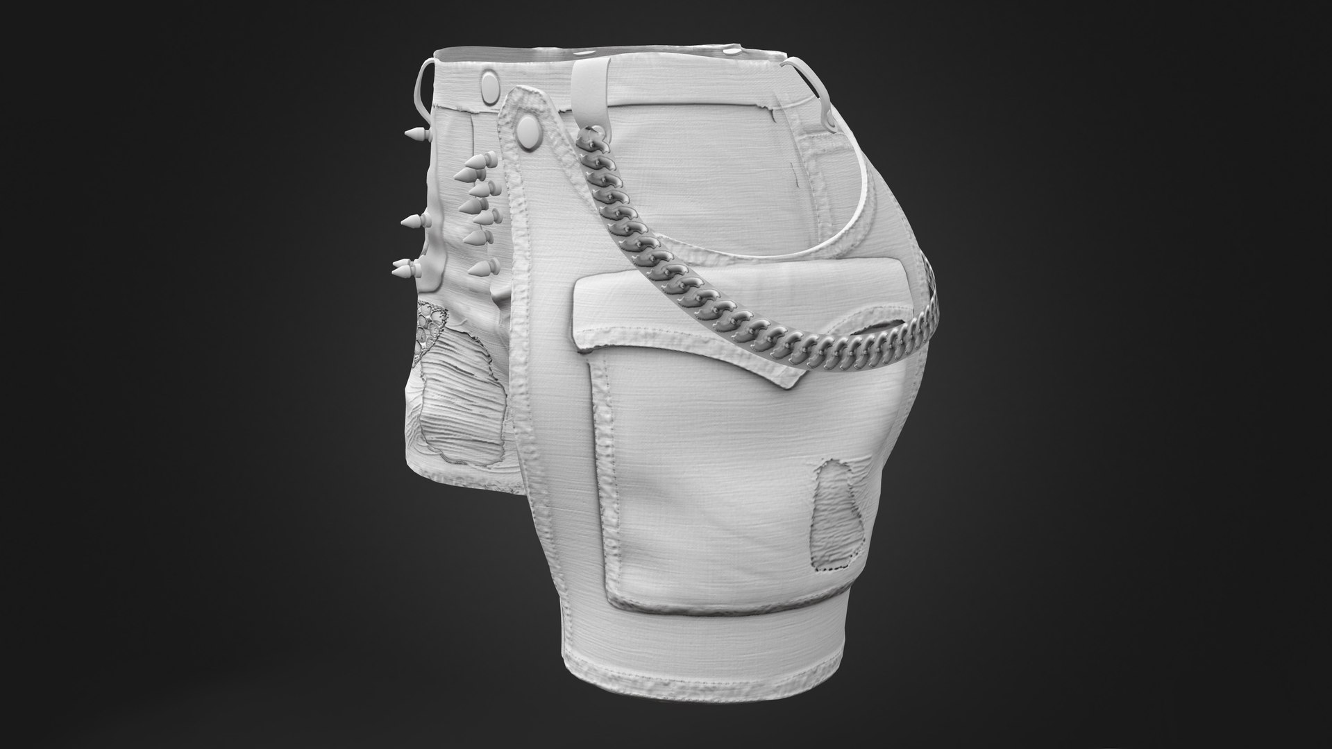 3D Chains and Rivets Decorated Black Torn Shorts https://p.turbosquid.com/ts-thumb/xQ/J6Hvb4/MF/previewao/png/1661526396/1920x1080/fit_q87/6619d2af87eb08baaf00247498ed4178b33b688a/previewao.jpg