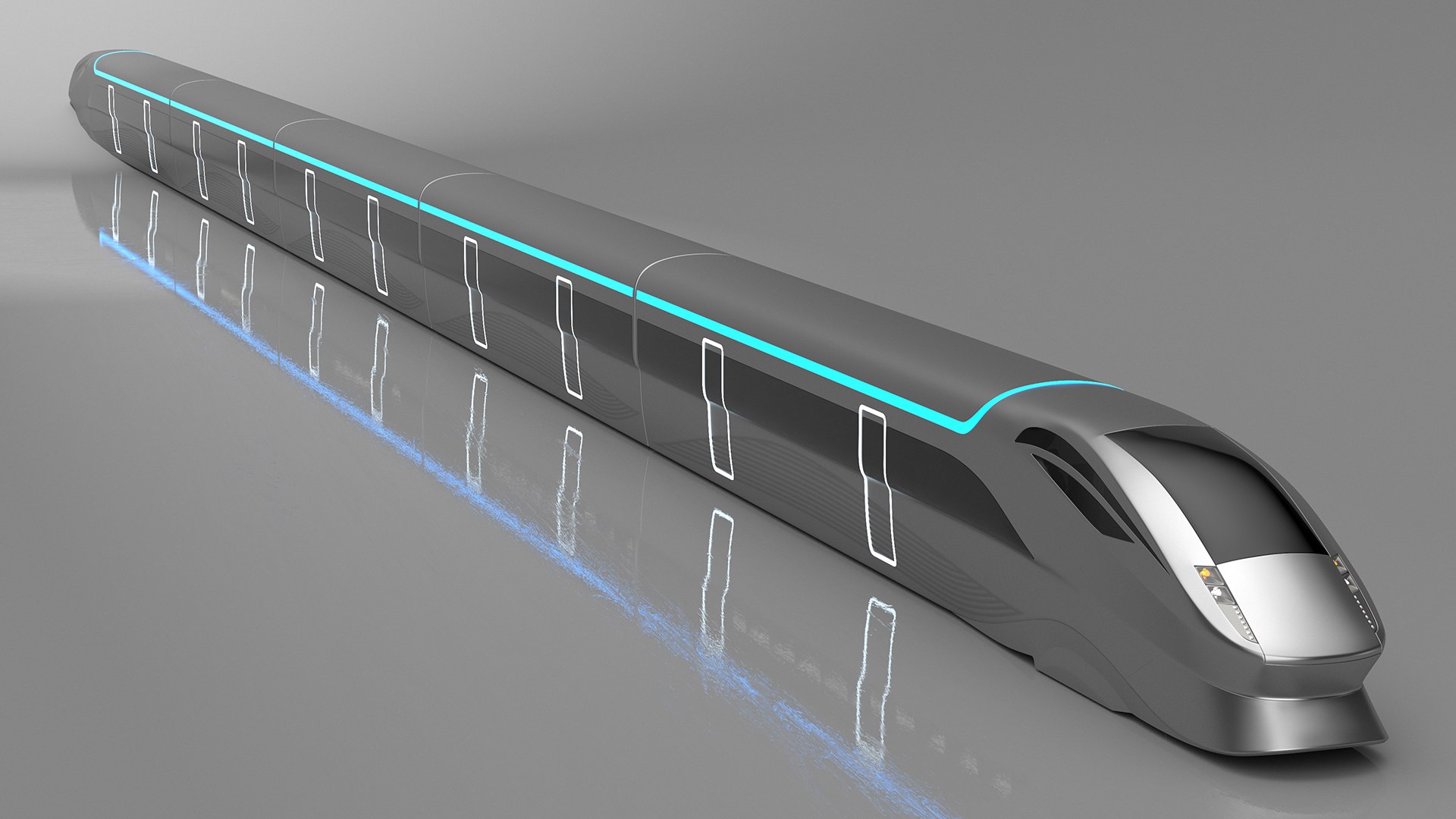 3D Futuristic Train With Cars Silver Model - TurboSquid 2261369