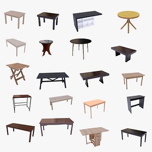 3D 20 Unique Wood Tables Pack 1 model