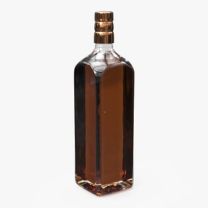 Amber Liquor Bottle No Label with Metallic Copper Cap