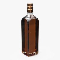 Amber Liquor Bottle No Label with Metallic Copper Cap