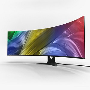 Ultrawide Curved Monitor Rigged 3D