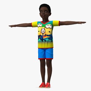 3D Black Child Boy Rigged model