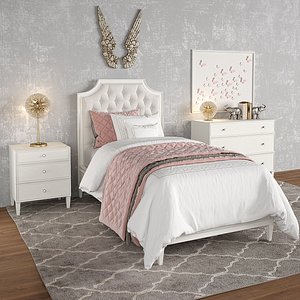 3D model set alexandra tufted bed