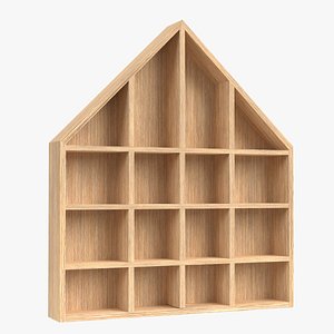 Wall mounted wooden showcase 1 3D model