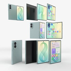 Pistachio Samsung Galaxy Fold 8 - Rigged  Animated 3D