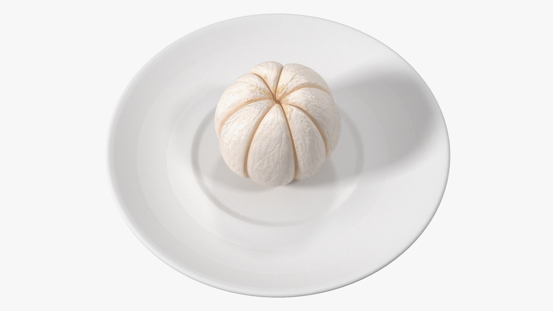 Peeled Mangosteen on White Plate 3D model preview