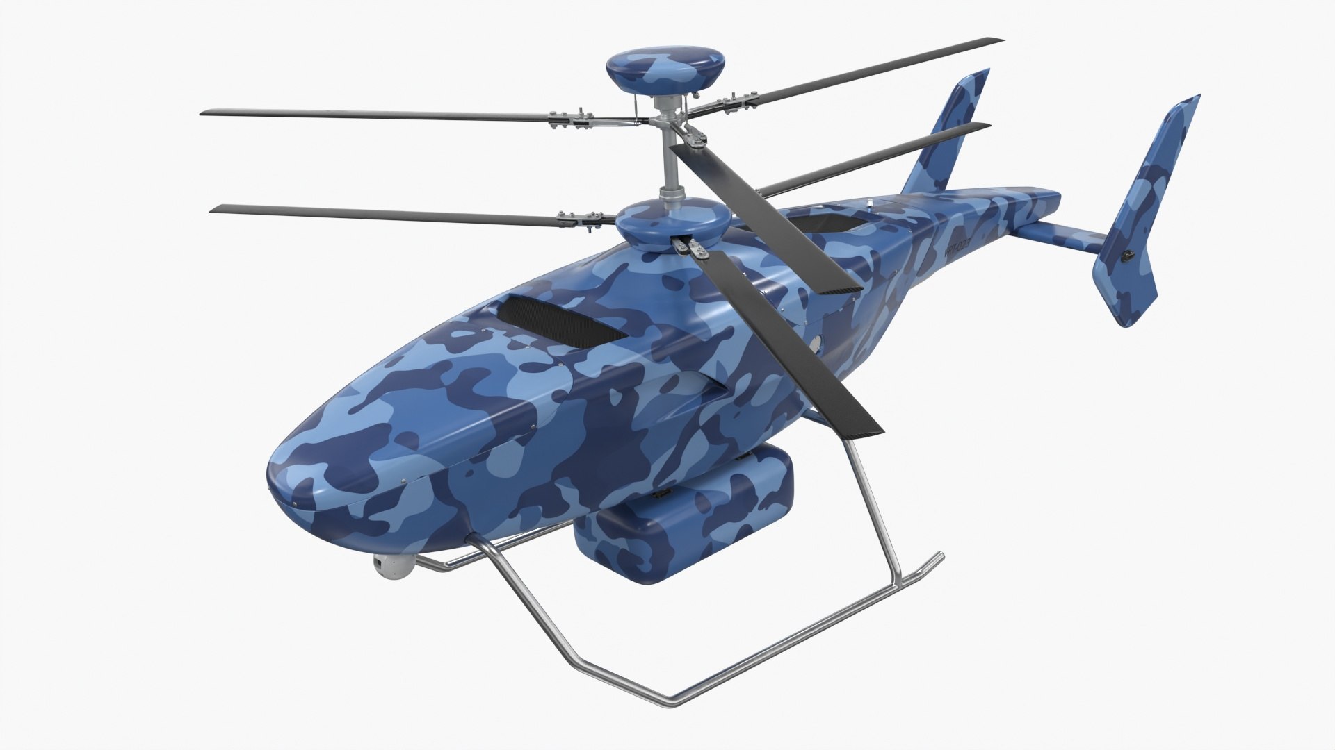 VRT-300 Coastal Patrol UAV Blue Camo Rigged 3D model preview