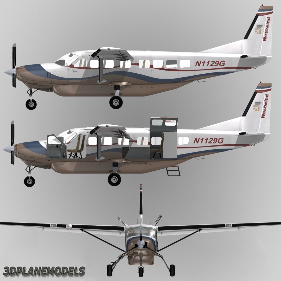 cessna 208 caravan grand 3d obj