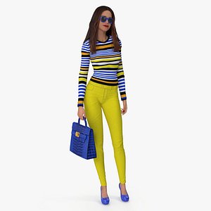 Fashionable European Woman with Handbag