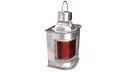 Antique Silver Ship Lantern with Red Glass Old