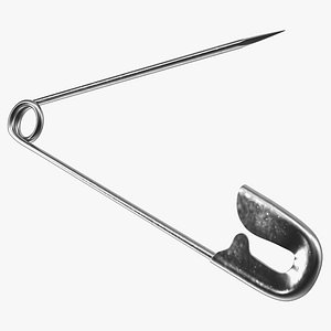 steel safety pin open 3D