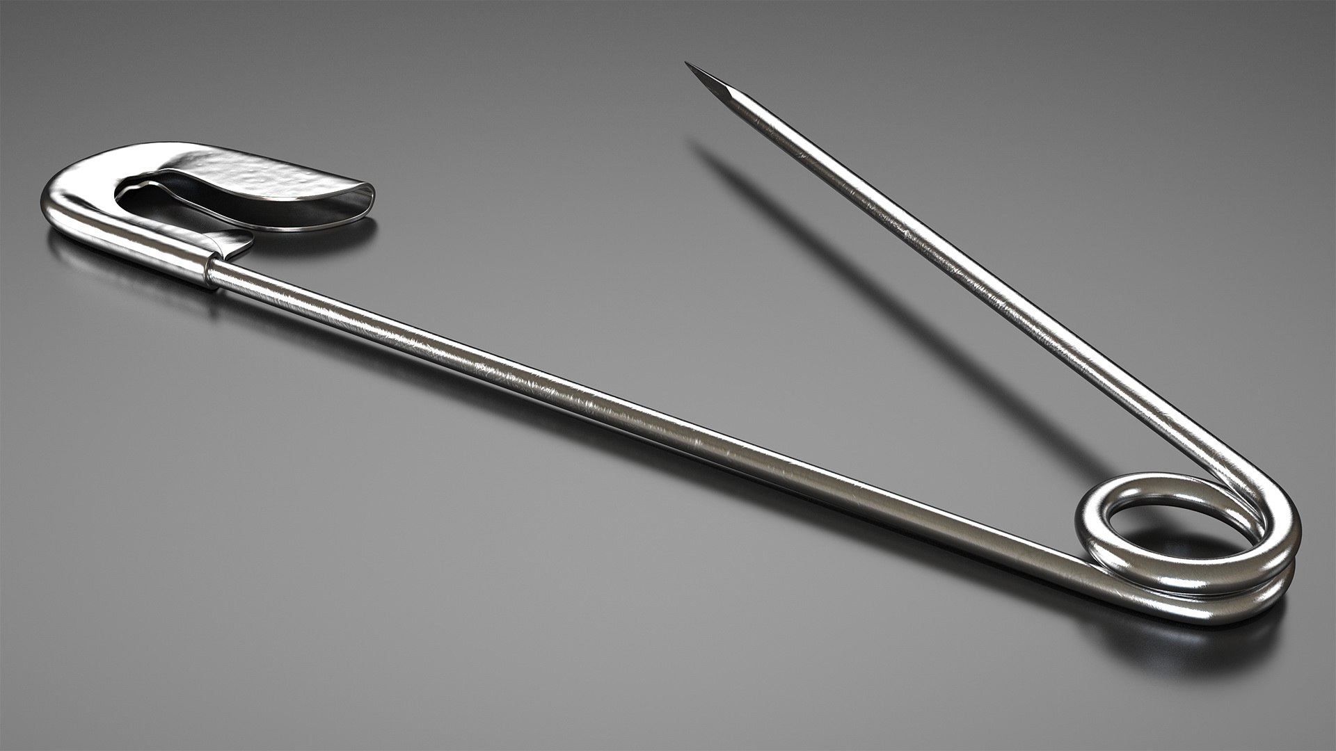 Steel Safety Pin Opened 3D model preview