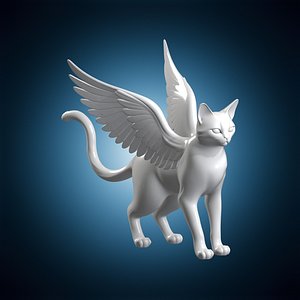 Astral Cat with Wings 3D Print Model 3D model