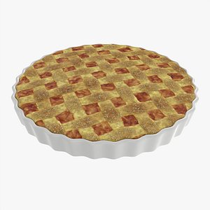Apple Pie with Plate 01 3D