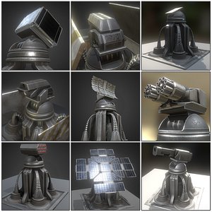 3d model futuristic tower set