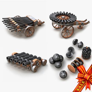 cannons medieval projectiles 3d max