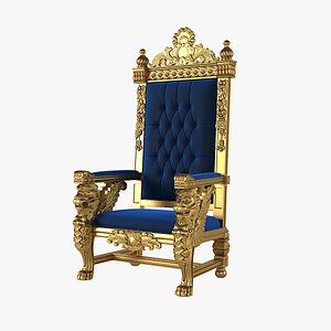 Carved King Winged Lion Gothic Throne Chair