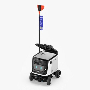 White Delivery Robot Kiwibot Rigged 3D