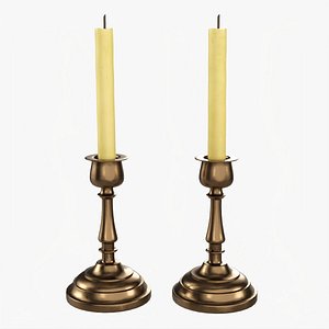 Candlestick pair with candles 3D model