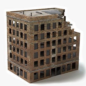 3d damaged brick building