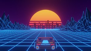 3D Synthwave Race towards the 80s