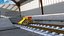 Batente de fim de trilho ferroviário amarelo