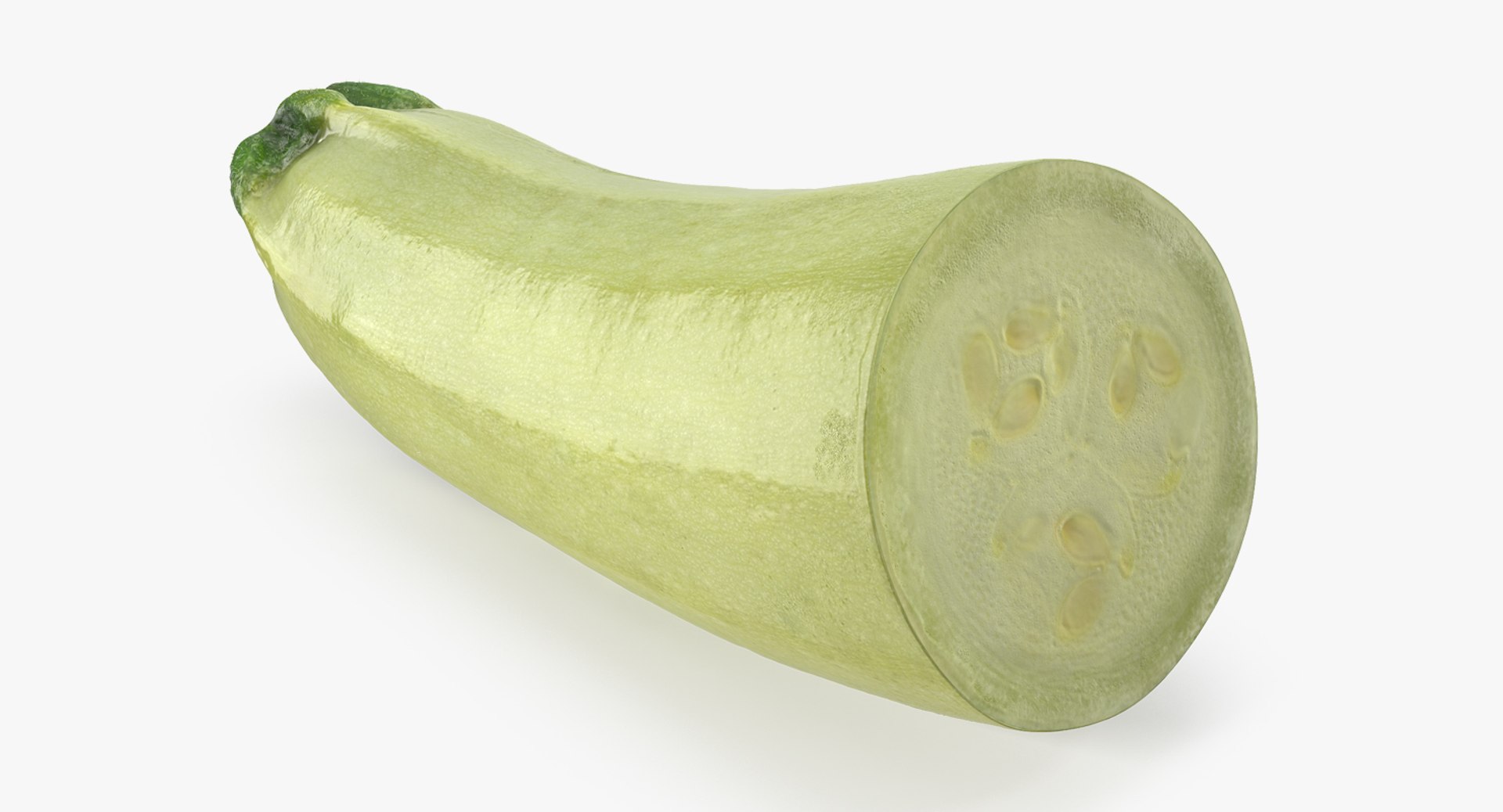 Summer Squash Gray Zucchini Half 3D Model 3D model preview