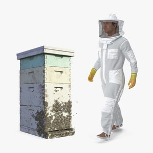 Beekeeper with Beehive Box with Bees Collection