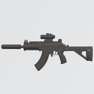3D model IWI Galil Ace assault rifle with silencer