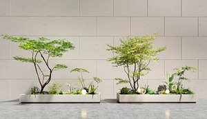 Landscape gardening plants courtyard landscape potted plants 3D model