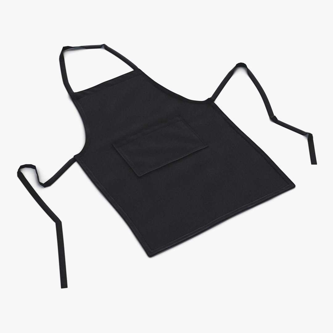 Cafe Apron 2 Black 3D model preview