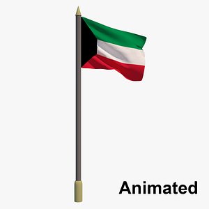 3D flag kuwait - animation