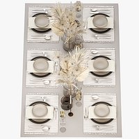 Table setting for 6 persons with a bouquet of dried flowers 2