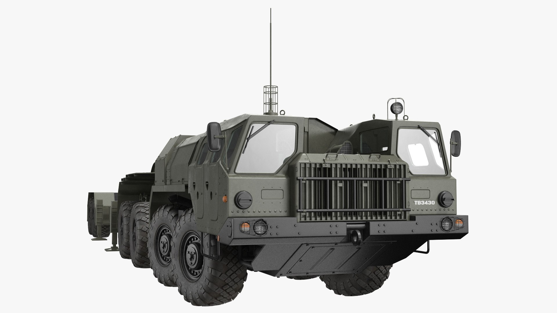 MAZ 7410 with Semi Trailer Green Rigged 3D model preview